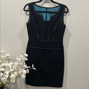Marc New York fitted black dress with faux black leather trim!